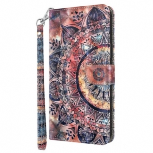 Læder Cover Poco C61 Telefon Etui Farverig Mandala Med Rem