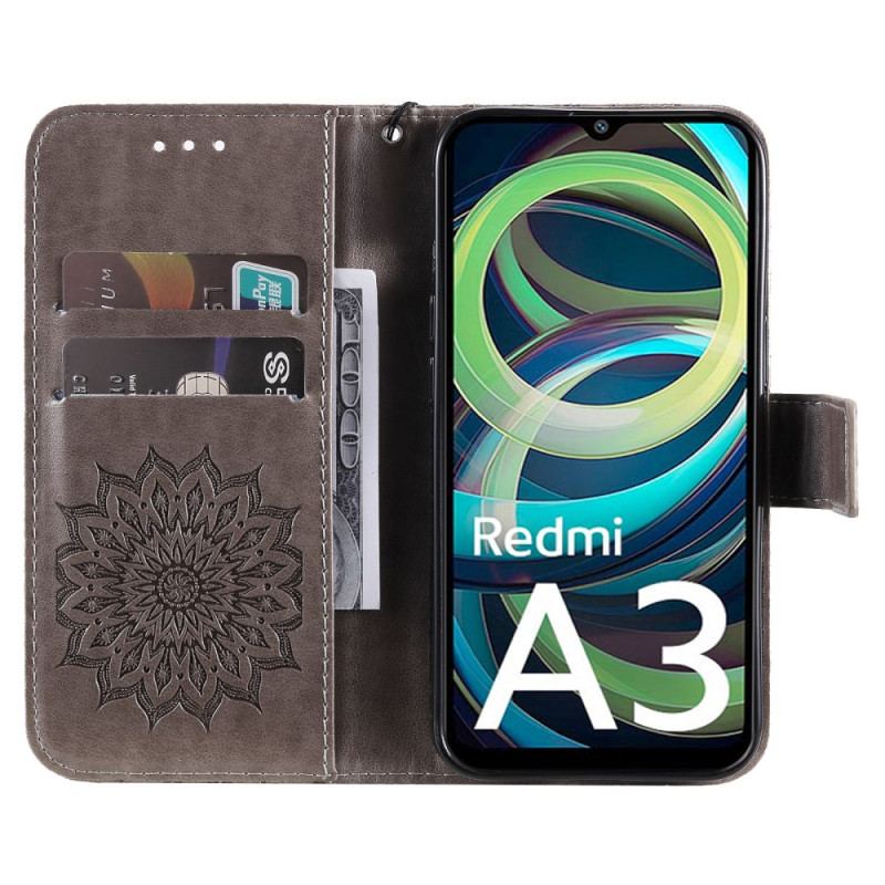 Læder Cover Poco C61 Telefon Etui Solar Mandala Med Rem