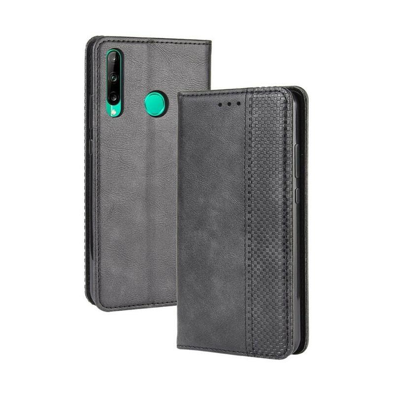 Cover Huawei P40 Lite E Flip Cover Stiliseret Vintage Lædereffekt