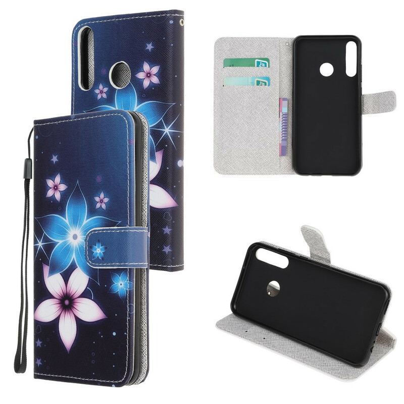 Flip Cover Huawei P40 Lite E Med Snor Lunar Strap Blomster