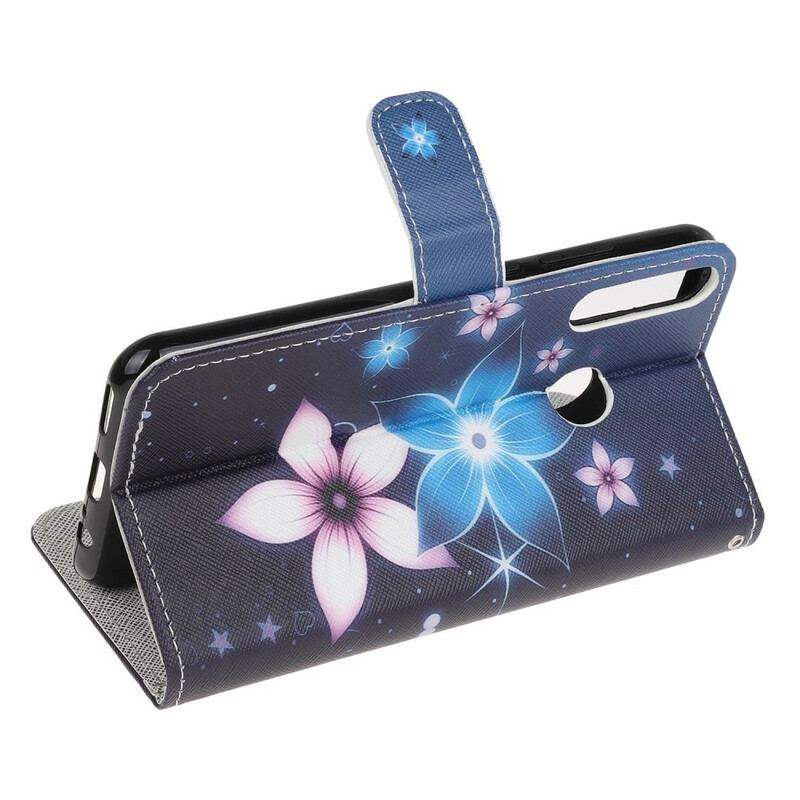 Flip Cover Huawei P40 Lite E Med Snor Lunar Strap Blomster