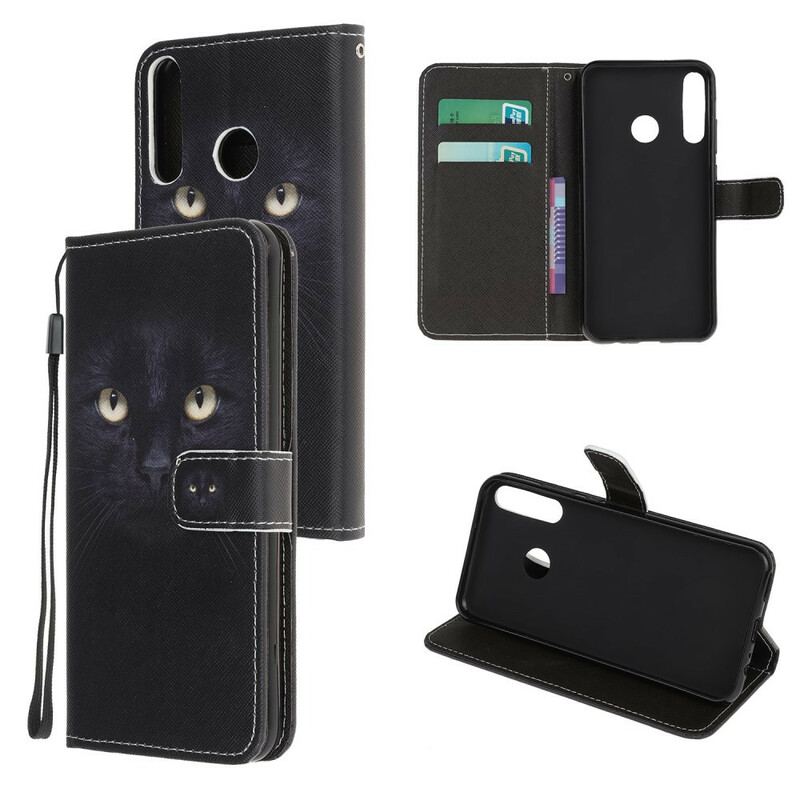 Flip Cover Huawei P40 Lite E Med Snor Strappy Black Cat Eyes