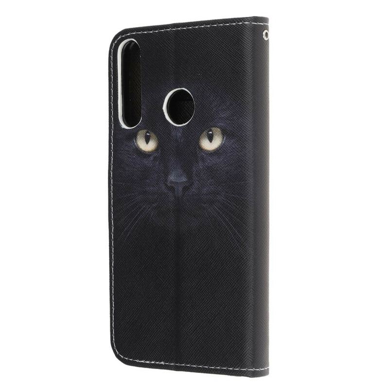 Flip Cover Huawei P40 Lite E Med Snor Strappy Black Cat Eyes