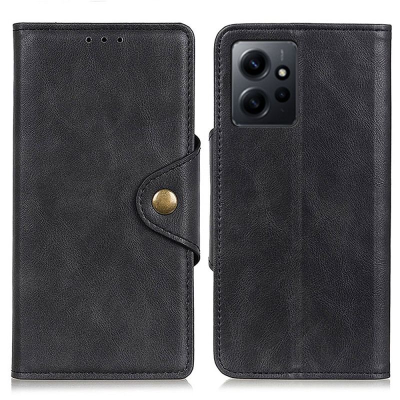 Flip Cover Xiaomi Redmi Note 12 4G Magnetisk Knap I Imiteret Læder