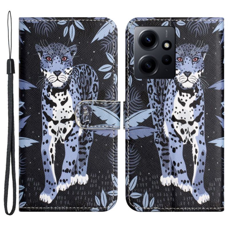 Flip Cover Xiaomi Redmi Note 12 4G Med Snor Strappy Leopard