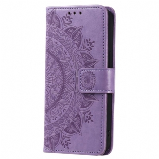 Læder Cover Xiaomi Redmi Note 12 4G Mandala Sun Med Snor