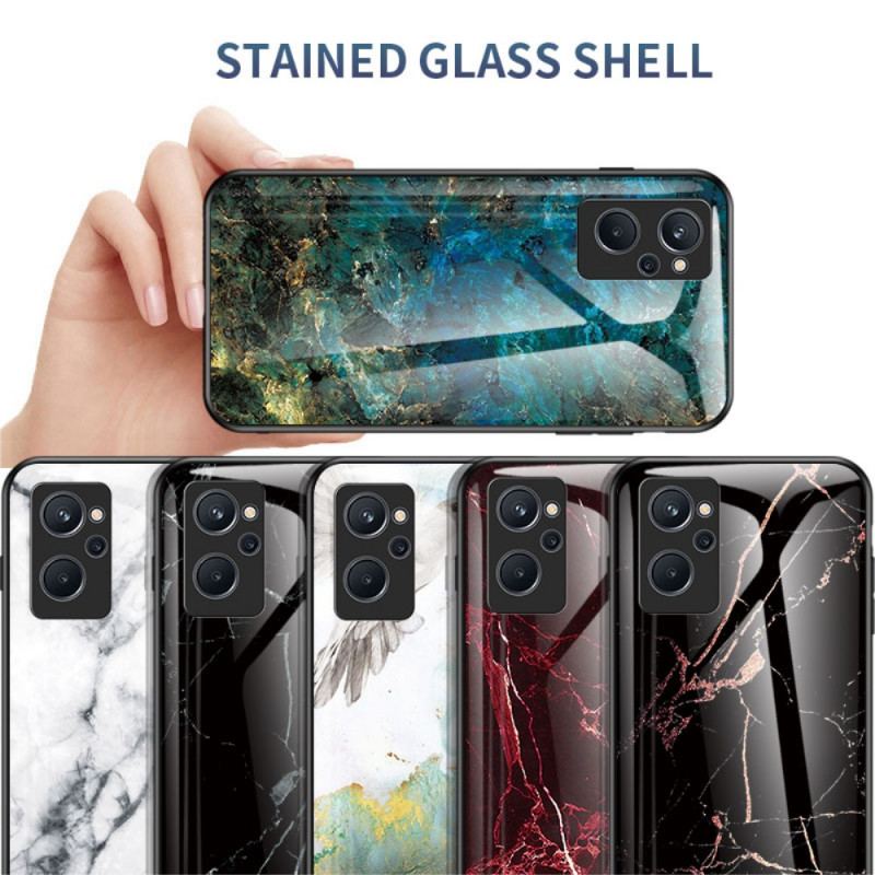 Cover Realme 9i Farver Marmor Hærdet Glas