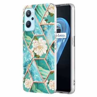 Cover Realme 9i Geometrisk Marmor Og Blomster