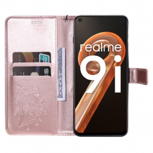 Flip Cover Realme 9i Med Snor Kæmpe Strappy Sommerfugl