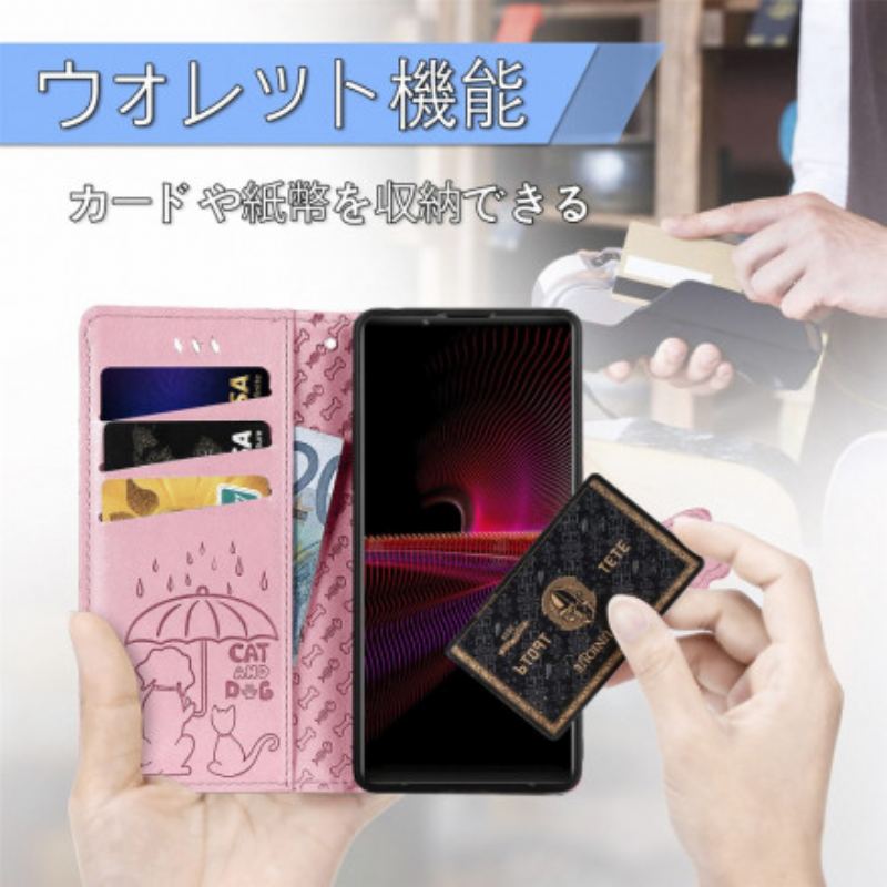 Flip Cover Sony Xperia 1 III Animerede Dyr