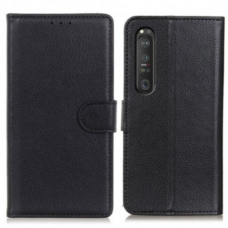 Flip Cover Sony Xperia 1 III Litchi Imiteret Læder