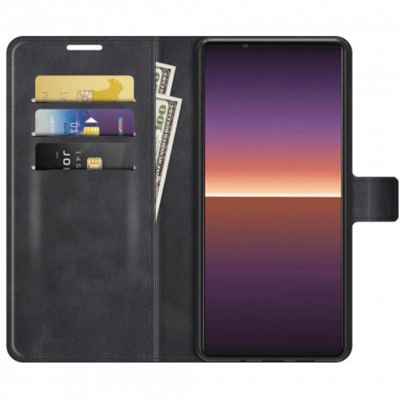 Flip Cover Sony Xperia 1 III Slank Ekstrem Lædereffekt