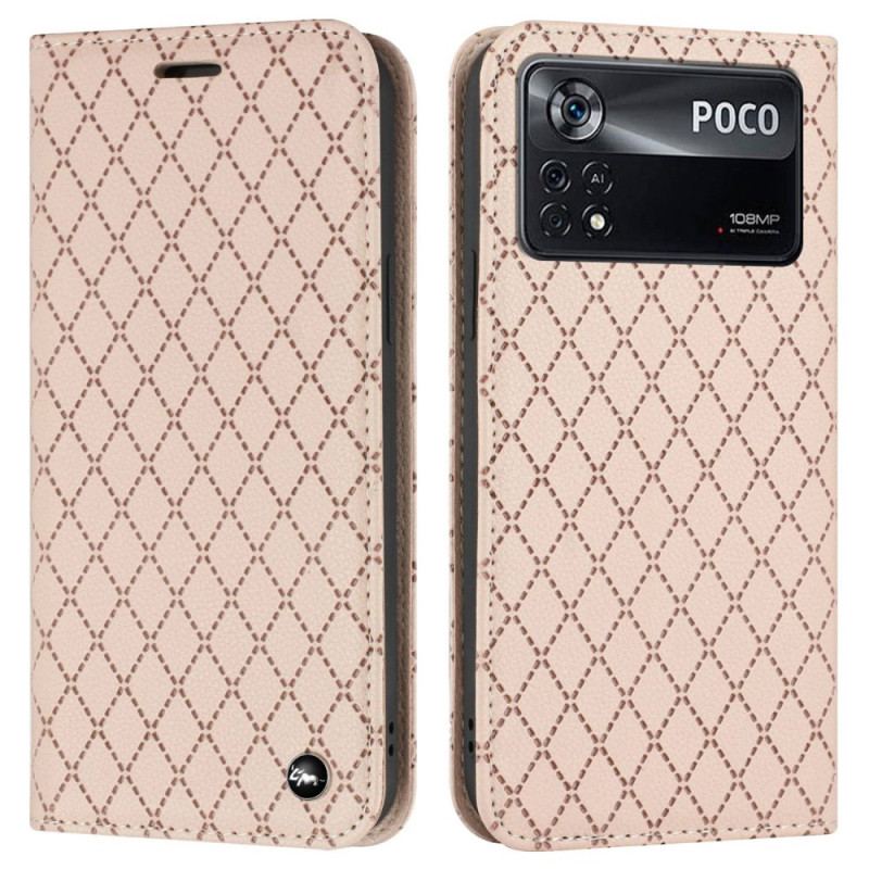 Cover Poco X4 Pro 5G Flip Cover Imiteret Læder Litchi Diamanter