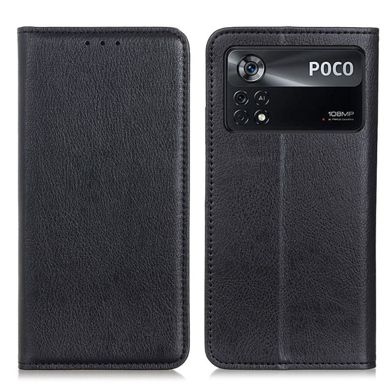 Cover Poco X4 Pro 5G Flip Cover Litchi Split Læder