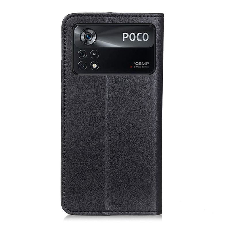 Cover Poco X4 Pro 5G Flip Cover Litchi Split Læder