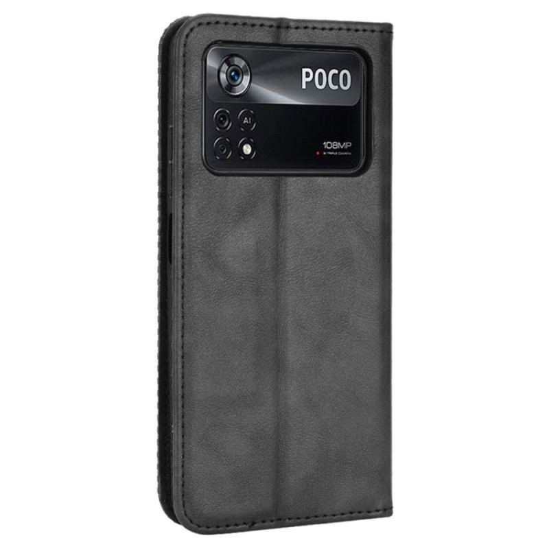 Cover Poco X4 Pro 5G Flip Cover Vintage Lædereffekt