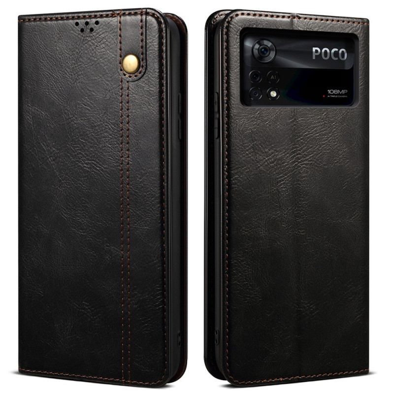 Cover Poco X4 Pro 5G Flip Cover Voksbehandlet Kunstlæder