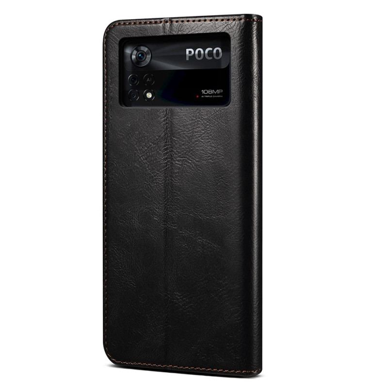 Cover Poco X4 Pro 5G Flip Cover Voksbehandlet Kunstlæder