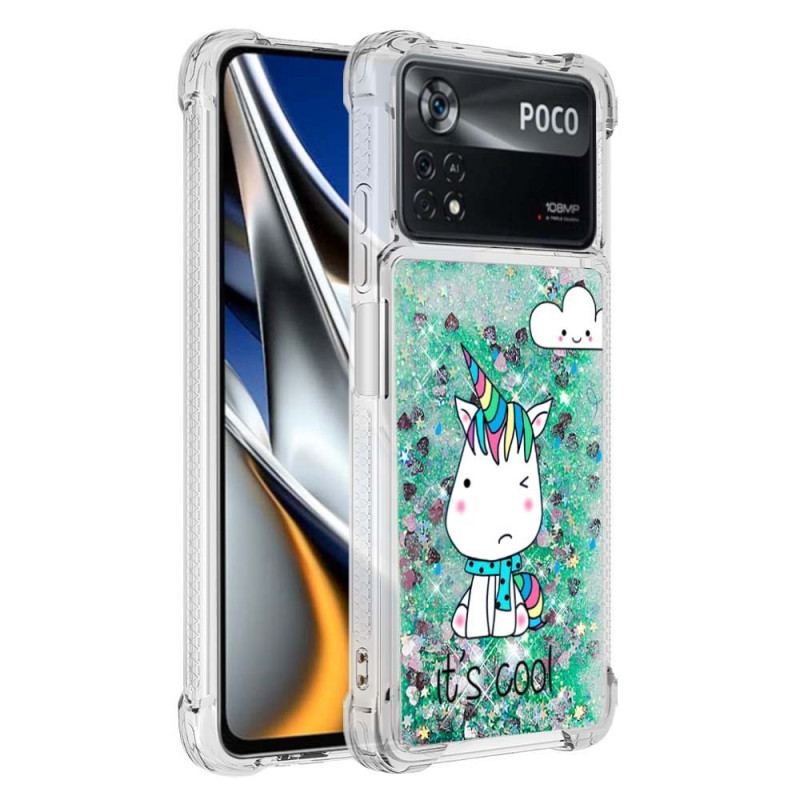 Cover Poco X4 Pro 5G Glitter Enhjørning