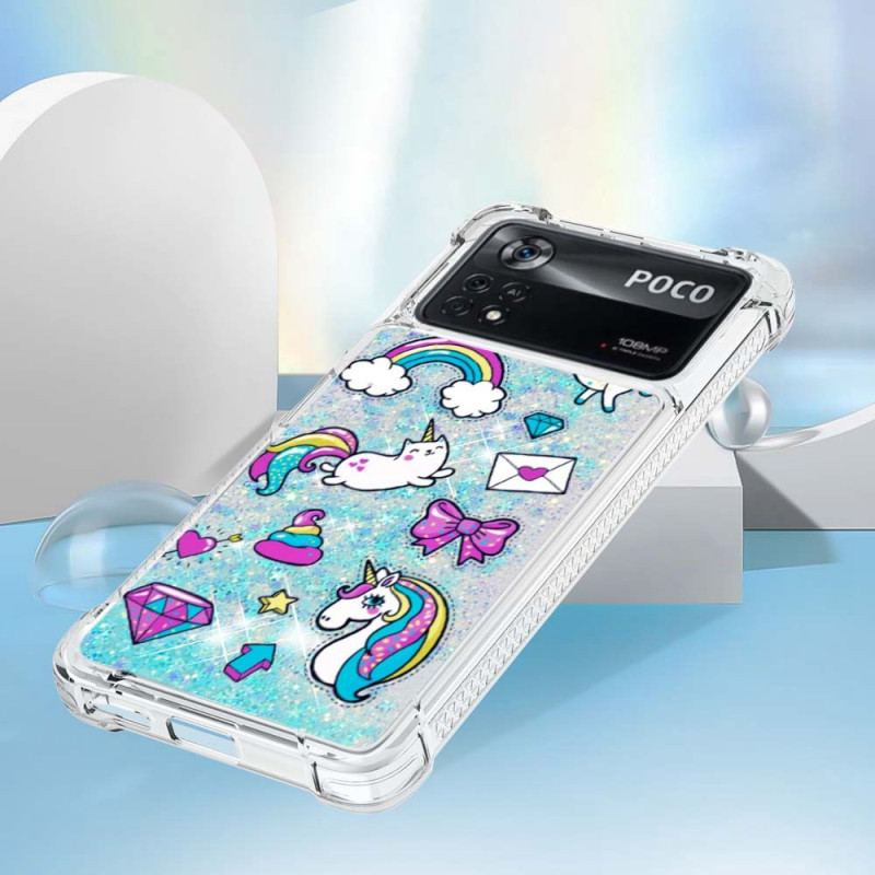 Cover Poco X4 Pro 5G Glitter Enhjørning