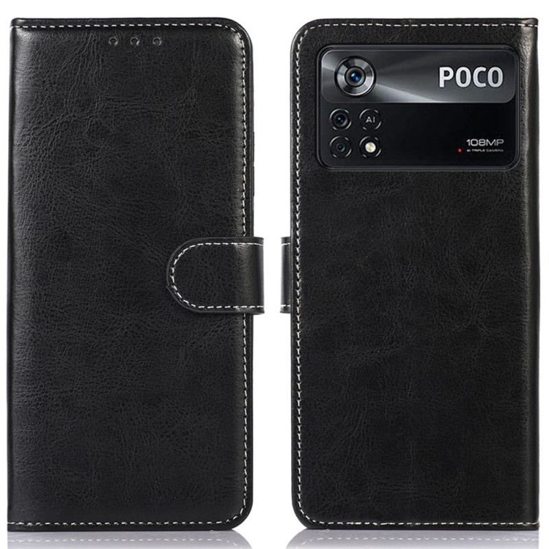 Flip Cover Poco X4 Pro 5G Couture Lædereffekt