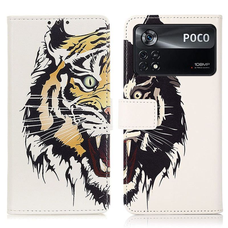 Flip Cover Poco X4 Pro 5G Hård Tiger