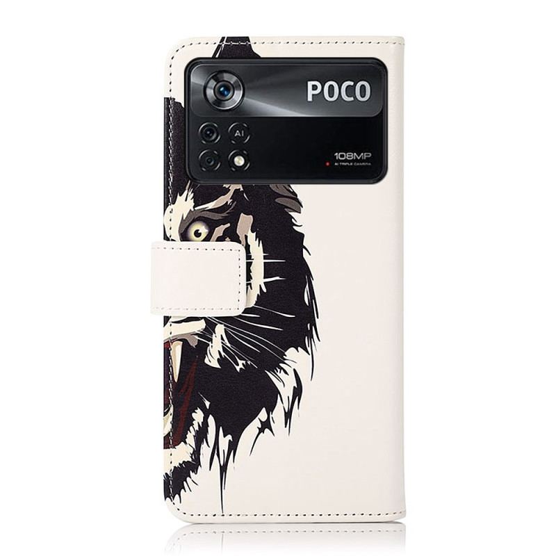 Flip Cover Poco X4 Pro 5G Hård Tiger