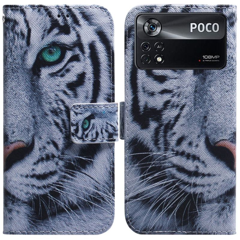 Flip Cover Poco X4 Pro 5G Hvid Tiger