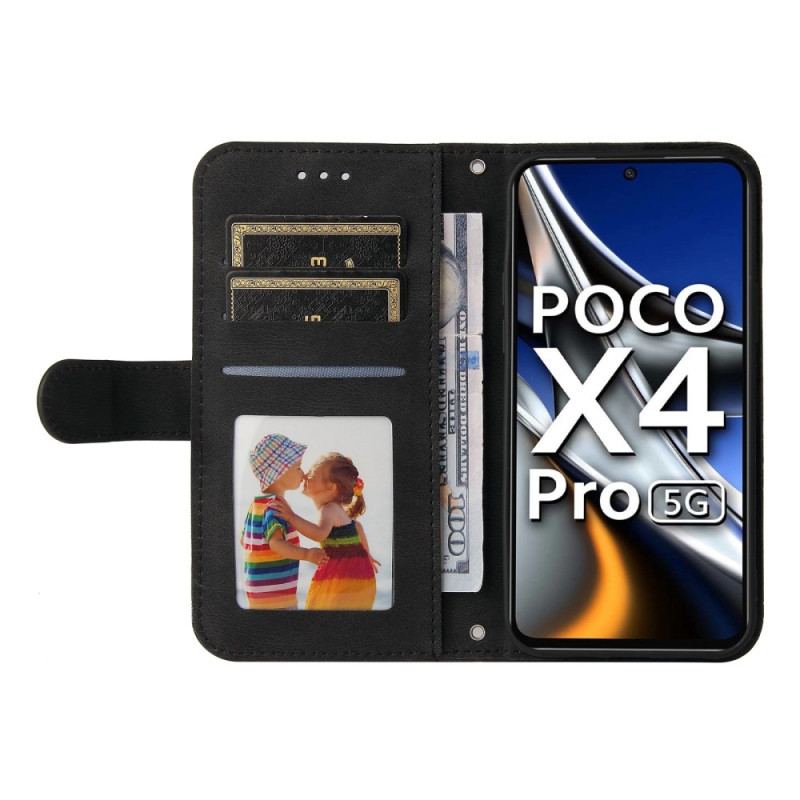 Flip Cover Poco X4 Pro 5G Imiteret Læder Nitte Og Rem