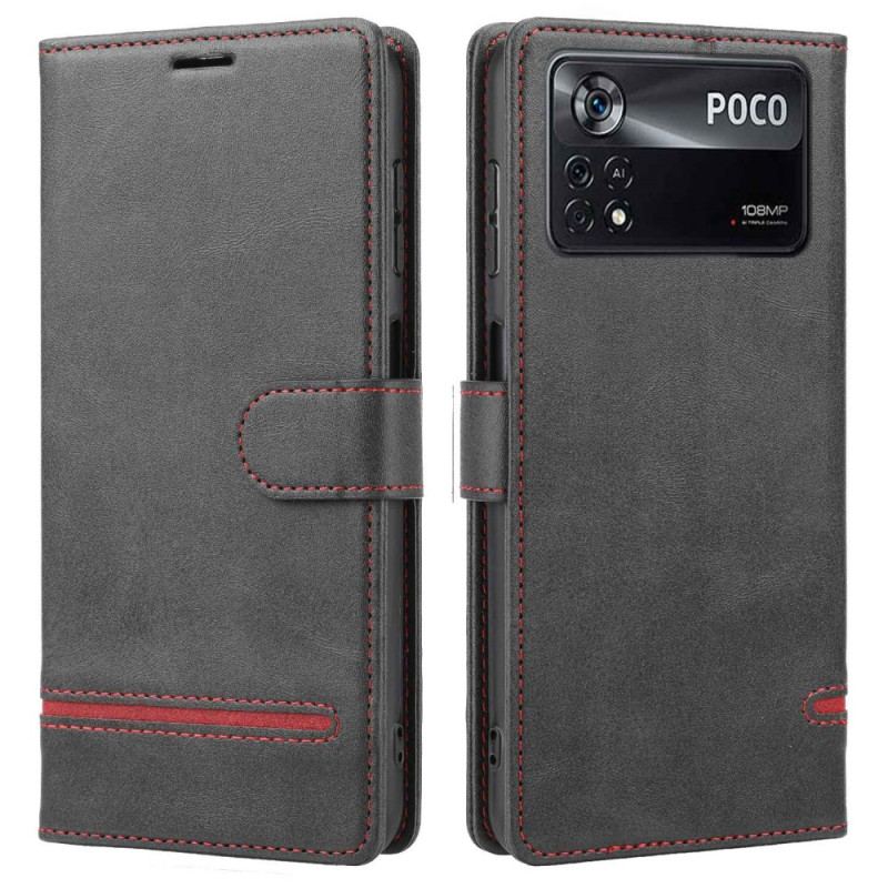 Flip Cover Poco X4 Pro 5G Line Læder Effekt