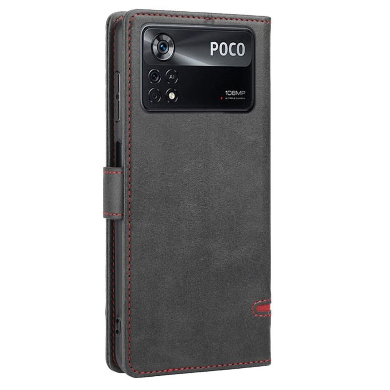 Flip Cover Poco X4 Pro 5G Line Læder Effekt