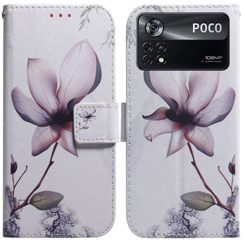 Flip Cover Poco X4 Pro 5G Lyserød Blomst