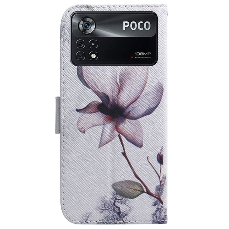 Flip Cover Poco X4 Pro 5G Lyserød Blomst