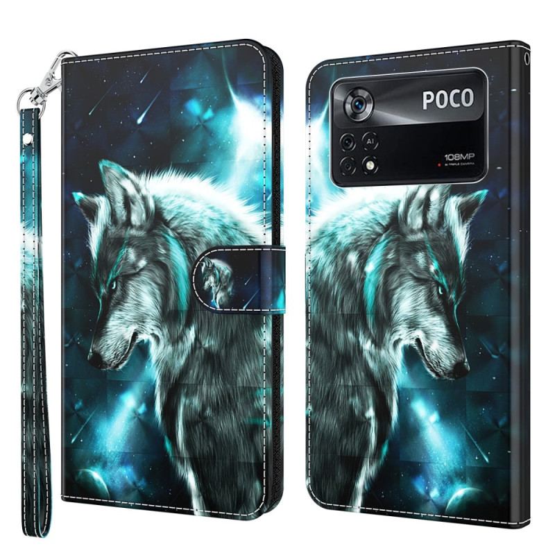 Flip Cover Poco X4 Pro 5G Med Snor Lanyard Wolf