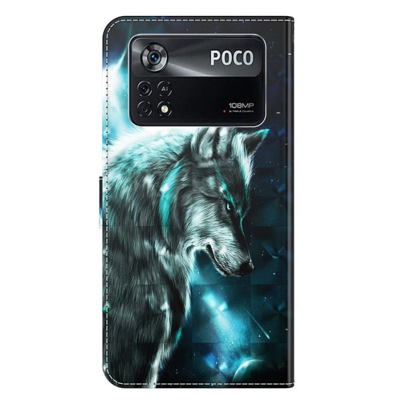 Flip Cover Poco X4 Pro 5G Med Snor Lanyard Wolf