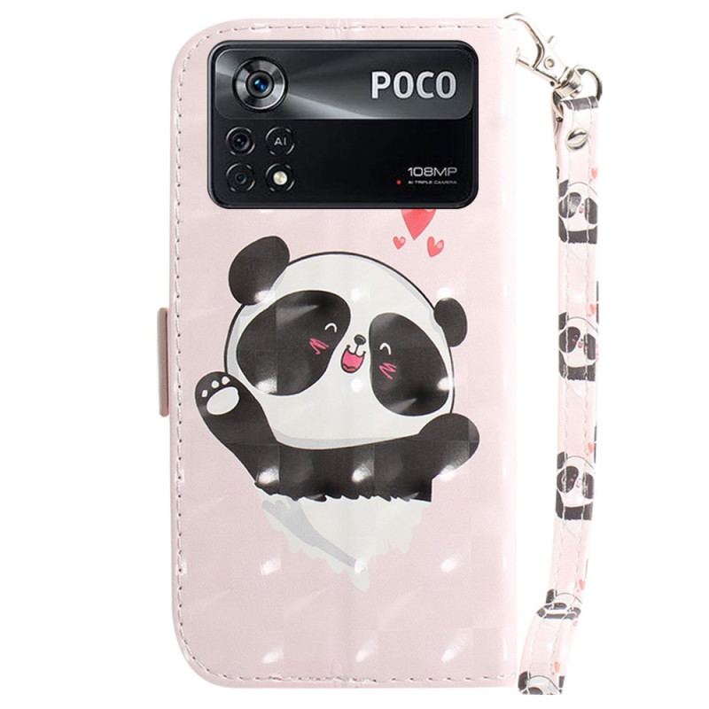 Flip Cover Poco X4 Pro 5G Med Snor Lille Panda Med Rem