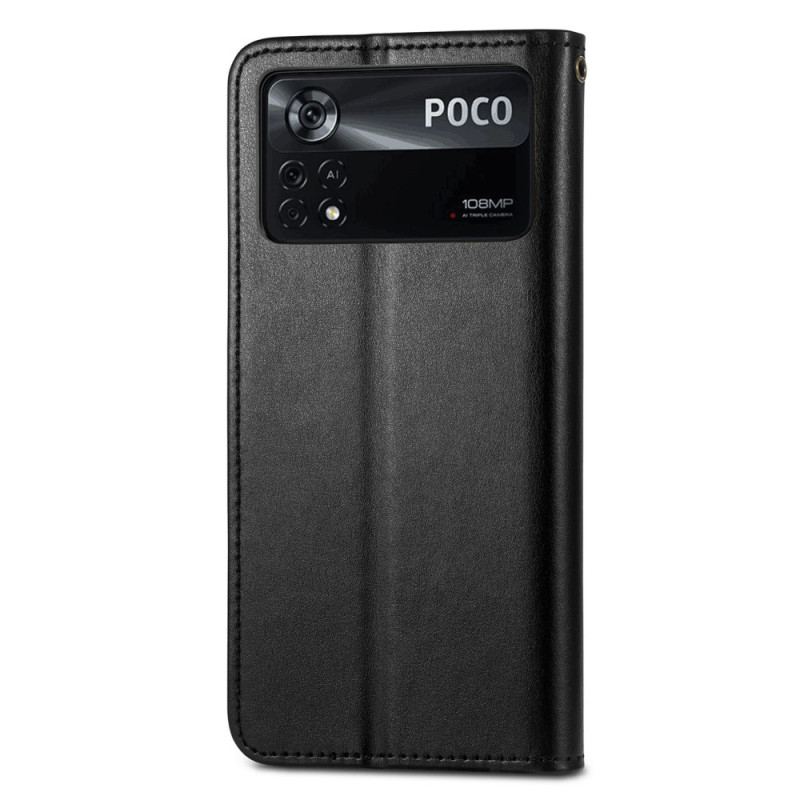 Flip Cover Poco X4 Pro 5G Med Snor Magnetisk Knap Med Snor
