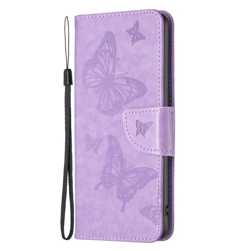 Flip Cover Poco X4 Pro 5G Med Snor Strap Butterflies Print