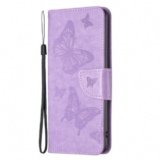 Flip Cover Poco X4 Pro 5G Med Snor Strap Butterflies Print