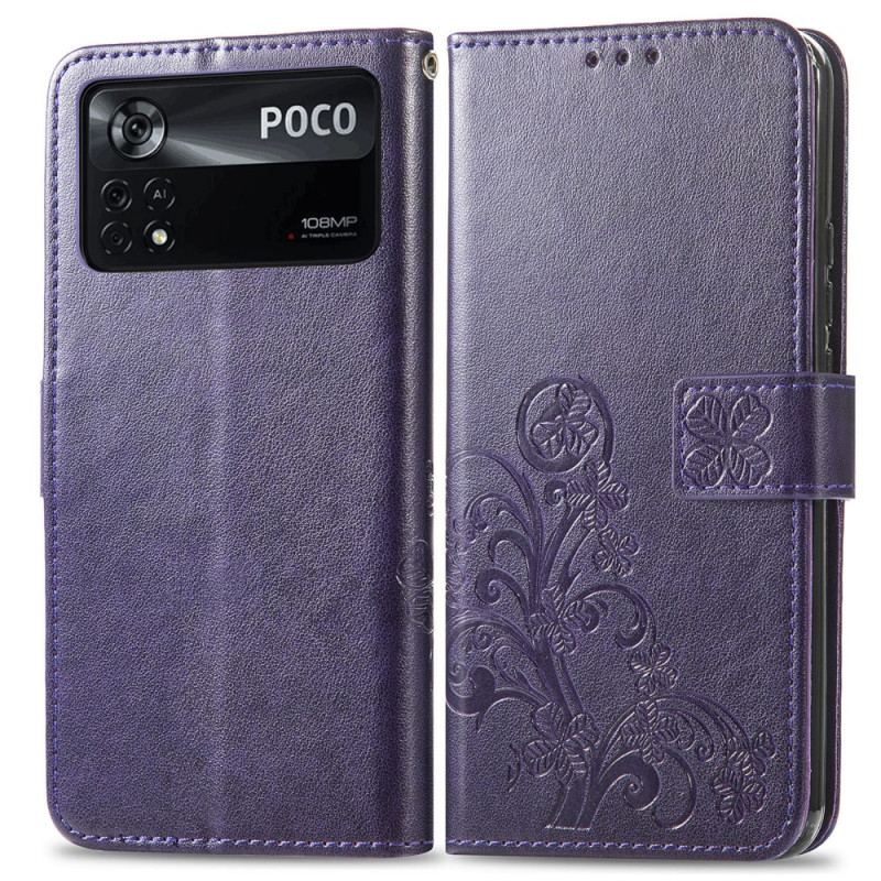 Flip Cover Poco X4 Pro 5G Med Snor Strappy Blomstermønster