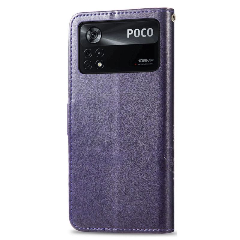 Flip Cover Poco X4 Pro 5G Med Snor Strappy Blomstermønster