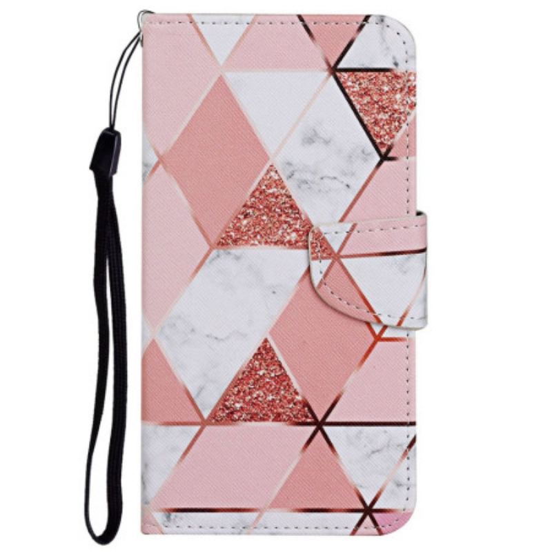 Flip Cover Poco X4 Pro 5G Med Snor Strappy Glitter Marmor