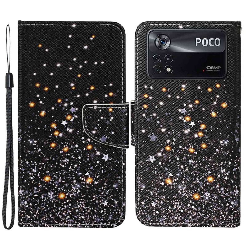 Flip Cover Poco X4 Pro 5G Med Snor Strappy Glittereffekt