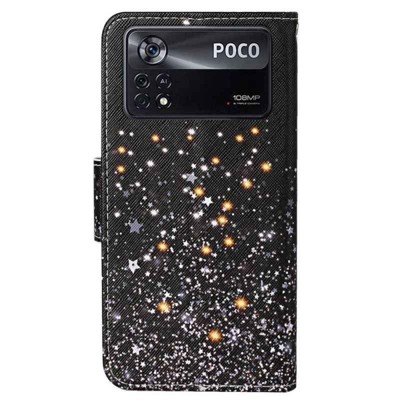 Flip Cover Poco X4 Pro 5G Med Snor Strappy Glittereffekt