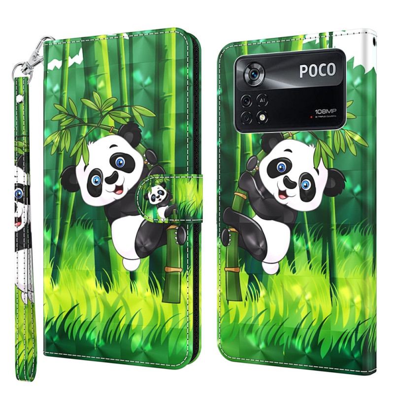 Flip Cover Poco X4 Pro 5G Med Snor Strappy Panda