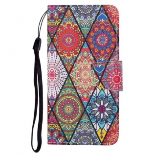 Flip Cover Poco X4 Pro 5G Med Snor Strappy Patchwork