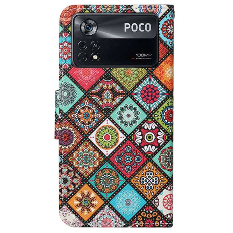 Flip Cover Poco X4 Pro 5G Med Snor Strappy Patchwork