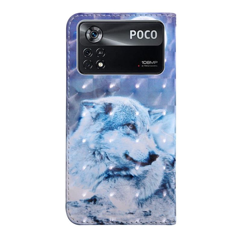 Flip Cover Poco X4 Pro 5G Med Snor Strappy Wolf Gaze