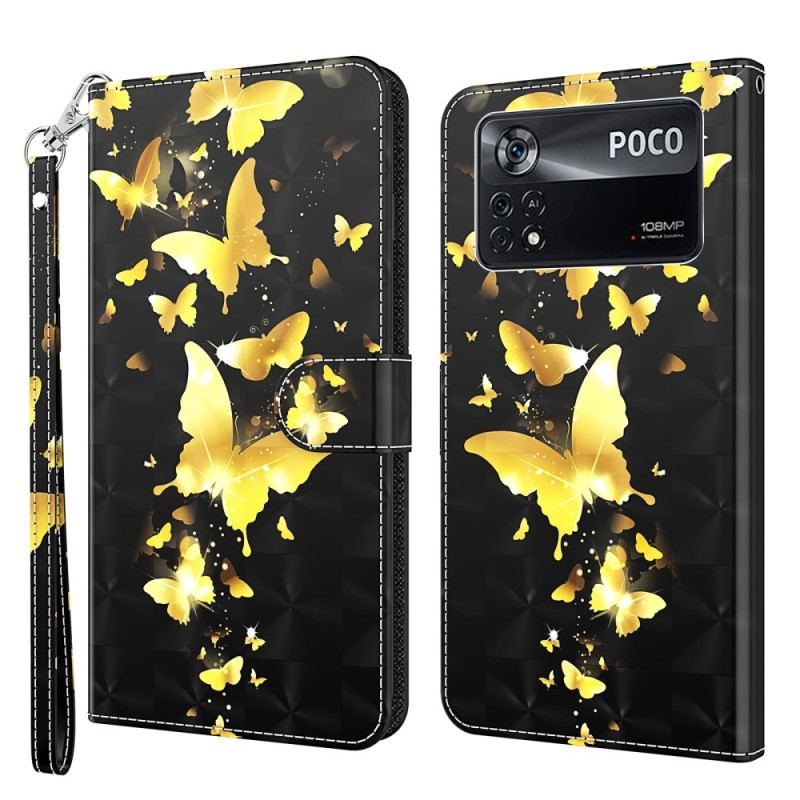 Flip Cover Poco X4 Pro 5G Med Snor Thong Sommerfugle