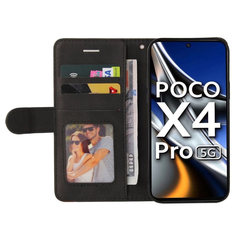 Flip Cover Poco X4 Pro 5G Med Snor Tofarvet Rem